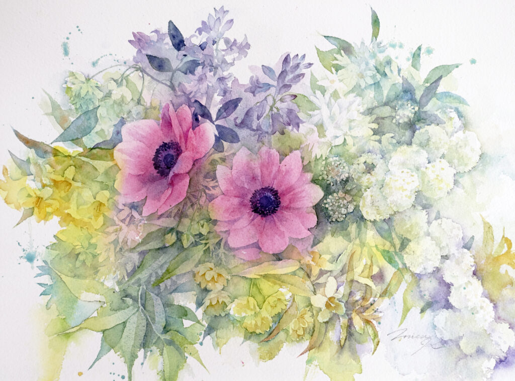 花束を水彩で描くコツ いただいた花束を描こう 本日もスケッチびより