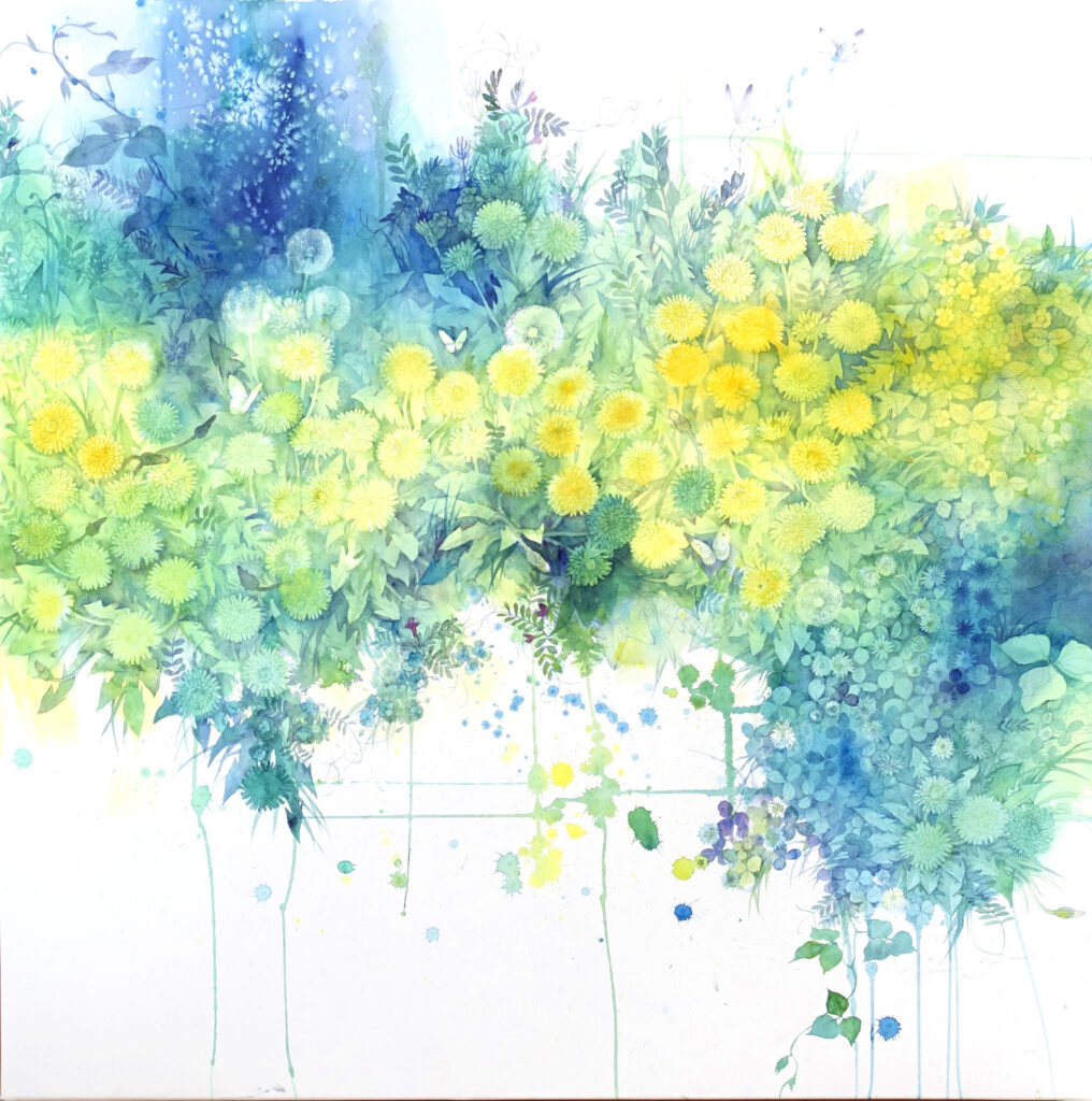 水彩画 きらめく季節 10号 （透明水彩メイキング｜金木犀と少女を描い 
